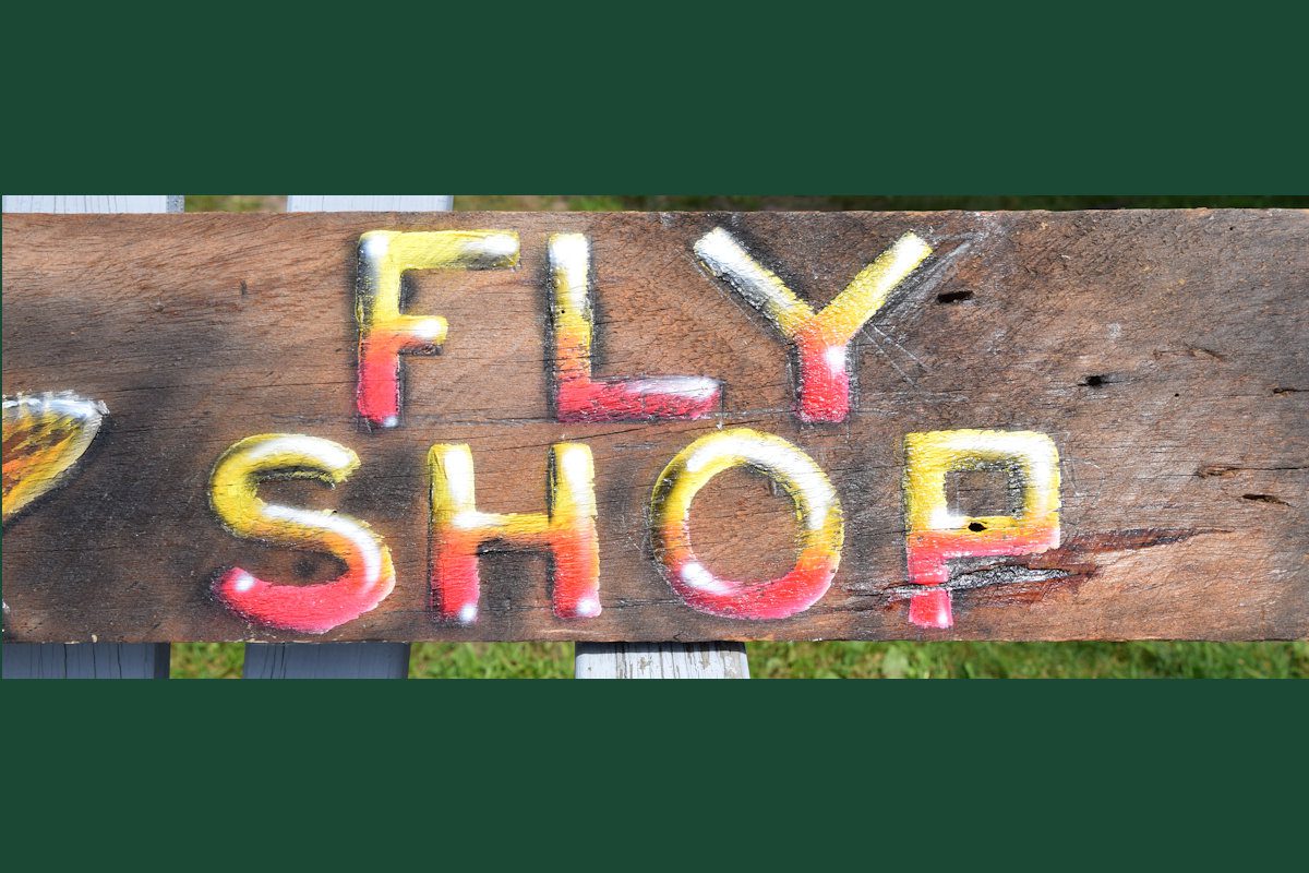 Rustic Fly Shop Sign hand-painted art for sale at adirondackart.org