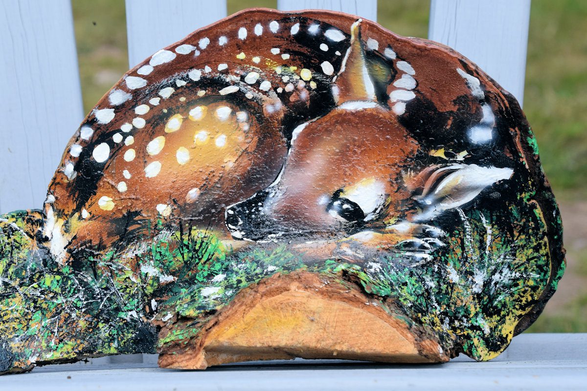 Fawn On Shelf Fungus hand-painted art for sale at adirondackart.org