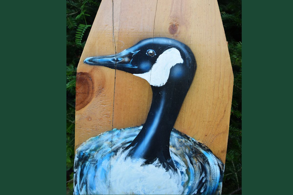 Canada Goose on Antique Ironing Board hand-painted art for sale at adirondackart.org